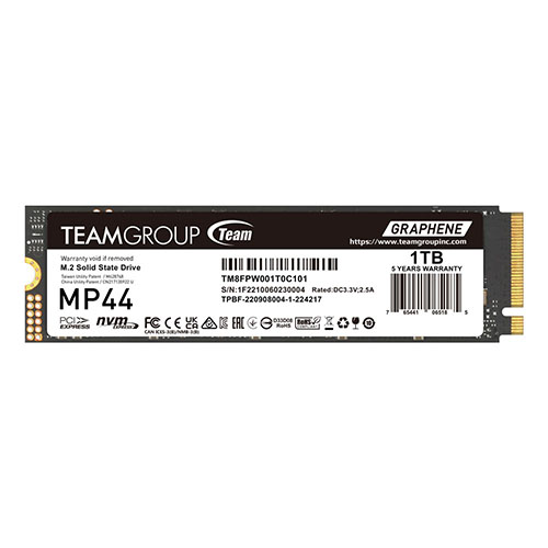 Team 1TB MP44 M.2 NVMe Gen4 SSD, M.2 2280, PCIe4, R/W 7400/6500 MB/s, Heat Dissipating Graphene Label