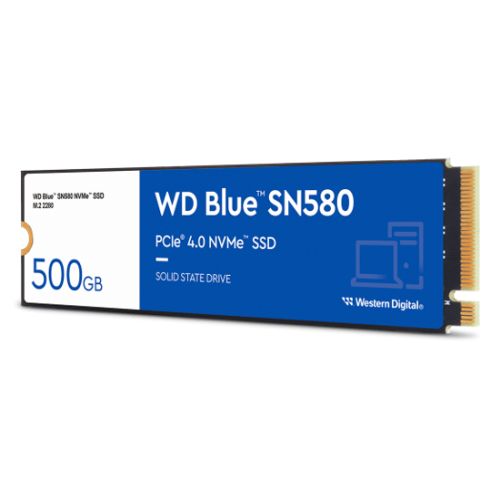 WD Blue SN580 (WDS500G3B0E) 500GB NVMe SSD, M.2 Interface, PCIe Gen4, 2280, Read 4000MB/s, Write 3600MB/s, 5 Year Warranty