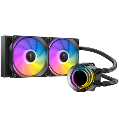 Antec Vortex Lum 240 ARGB CPU Liquid Cooler – Intel & AMD Compatible, 2 x 120mm ARGB Fans, Suspended Spiral Pump Head, Enhanced Cooling Performance