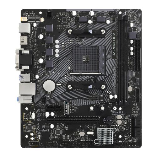 ASRock A520M-HDV Super Alloy AMD AM4 Socket Motherboard, Micro-ATX, 2x DDR4 Slots, 1x M.2 Socket, GbE LAN, 1x D-Sub / 1x DVI-D / 1x HDMI Port