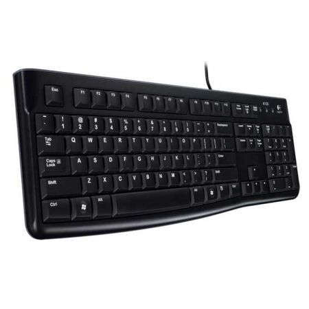 Logitech K120 Wired Keyboard for Windows, USB Plug-and-Play, Full-Size, Spill-Resistant, Curved Space Bar, Compatible with PC and Laptop, QWERTY UK English Layout, Black