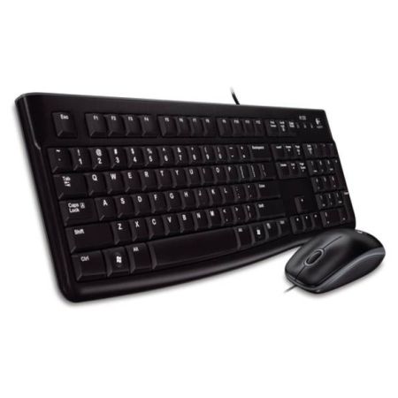 Logitech MK120 Wired Keyboard and Mouse Combo for Windows, Optical Wired Mouse, Full-Size Keyboard, USB Plug-and-Play, Compatible with PC and Laptop, QWERTY UK English Layout, Black