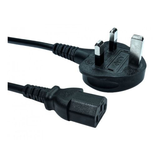 1.8m UK 3 Pin Plug To IEC C13 (Kettle) 5 Amp Fuse Mains Extension Cable – Black