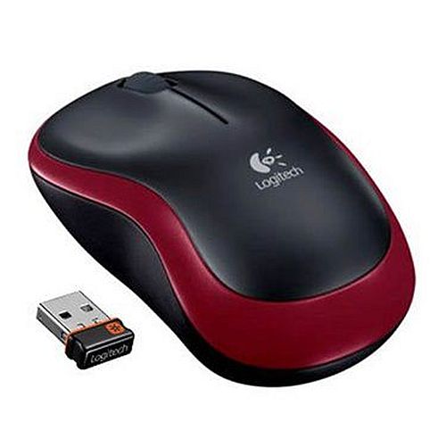 Logitech M185 Wireless Mouse, 2.4GHz with USB Mini Receiver, 12-Month Battery Life, 1000 DPI Optical Tracking, Ambidextrous, Compatible with PC, Mac, Laptop, Red and Black