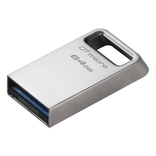 Kingston DTMC3G2/64GB 64GB DataTraveler Micro USB Flash Drive, USB 3.2, Metal Casing, Up to 200MB/s