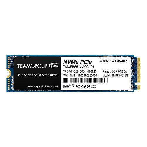 Team MP33 (TM8FP6512G0C101) 512GB NVMe SSD, M.2 Interface, PCIe Gen3, 2280, Read 1600MB/s, Write 1000MB/s, 3 Year Warranty