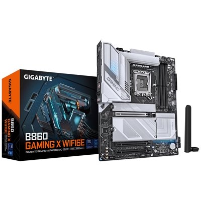 Gigabyte B860 GAMING X WIFI6E Intel 1851 Socket Motherboard, ATX, 4x DDR5 Slots, 3x M.2 Sockets, 2x USB-C Port, Fitted I/O Shield, 2.5GbE LAN, Wi-Fi 6E, 1x DisplayPort / 1x HDMI / 1x USB-C (USB4)