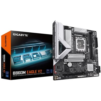 Gigabyte B860M EAGLE Intel 1851 Socket Motherboard, Micro-ATX, 2x DDR5 Slots, 2x M.2 Sockets, 1x USB-C Port, Fitted I/O Shield, 2.5GbE LAN, 1x DisplayPort / 1x HDMI Port