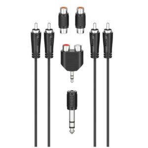 Hama RCA Connection Kit, 2x RCA Plugs to 2x RCA Plugs, 4x Adapters, 2.5 Metre