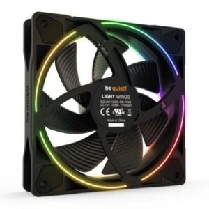 be quiet! Light Wings PWM Addressable RGB Fan, 120mm, 1700RPM, 4-Pin PWM Fan & 3-Pin ARGB Connectors, Black Frame, Black Blades, ARGB Lighting on Front & Rear