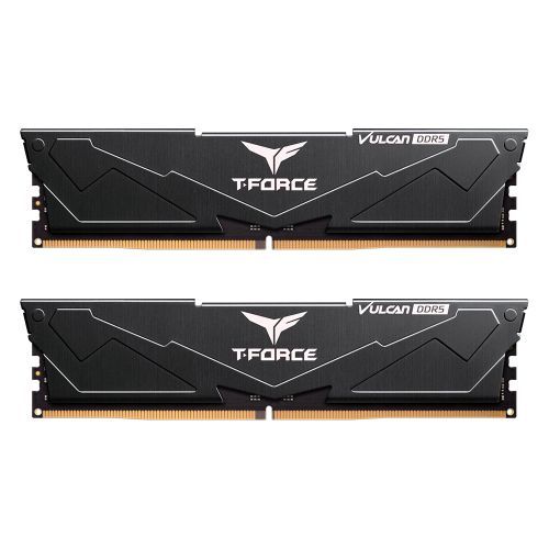 Team T-Force Vulcan 64GB Kit (2 x 32GB), DDR5, 6400MHz (PC5-51200), CL34, ECC, AMD EXPO & Intel XMP 3.0, PMIC, DIMM Memory, Black