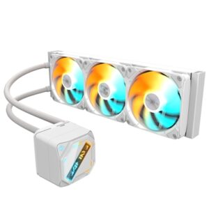 GIGABYTE GP-GIGABYTE GME ICE 360 All-in-One Liquid CPU Cooler – 360mm Radiator, ARGB Lighting, Teflon Tubing, and Magnetic Rotating Cover