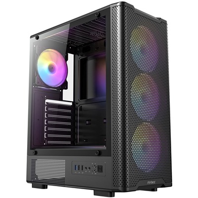 Antec VX310 ARGB Mid-Tower Gaming Case, 1 x USB 3.0 / 2 x USB 2.0, Tempered Glass Side Window Panel, High-Airflow Mesh Front , 3 x Pre-Installed ARGB LED Fans Included, ATX, Micro-ATX,ITX Compatible Antec VX310 ARGB Mid-Tower Gaming Case, 1 x USB 3.0 / 2 x USB 2.0, Tempered Glass Side Window Panel, High-Airflow Mesh Front , 3 x Pre-Installed ARGB LED Fans Included, ATX, Micro-ATX,ITX Compatible
