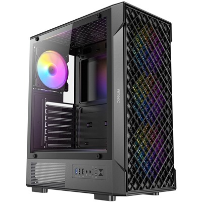 Antec VX320 ARGB Mid-Tower Gaming Case, 1 x USB 3.0/ 1 x USB 2.0, Tempered Glass Side Window Panel, Ventilated Front Grille, 4 x Pre-Installed ARGB LED Fans, ATX, Micro-ATX,ITX Compatible Antec VX320 ARGB Mid-Tower Gaming Case, 1 x USB 3.0/ 1 x USB 2.0, Tempered Glass Side Window Panel, Ventilated Front Grille, 4 x Pre-Installed ARGB LED Fans, ATX, Micro-ATX,ITX Compatible