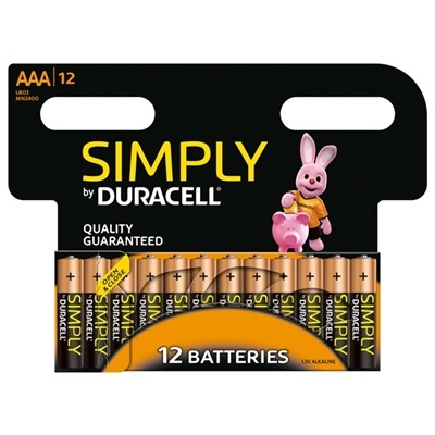 Duracell Simply Alkaline Pack of 12 AAA Batteries Duracell Simply Alkaline Pack of 12 AAA Batteries
