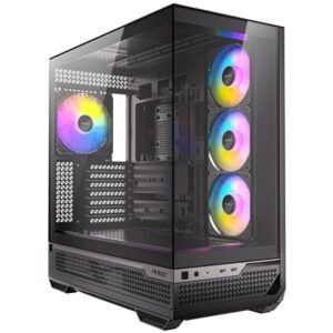 Antec Constellation C7 Mid Tower Gaming Case, 1 x USB Type-C / 2 x USB 3.0, Tempered Glass Front and Side Window Panel, Vertical Airflow, 4 x Pre-Installed ARGB LED Fans, E-ATX (= 272mm), ATX, M-ATX, ITX Compatible