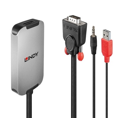 Lindy 38296 0.18m VGA & Audio (M) To DisplayPort (F) 1.2 USB Powered 1920×1080@60Hz Adapter Cable – Black Lindy 38296 0.18m VGA & Audio (M) To DisplayPort (F) 1.2 USB Powered 1920x1080@60Hz Adapter Cable - Black