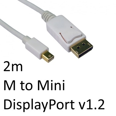 DisplayPort 1.2 (M) to Mini DisplayPort 1.2 (M) 2m White OEM Display Cable DisplayPort 1.2 (M) to Mini DisplayPort 1.2 (M) 2m White OEM Display Cable