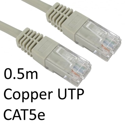RJ45 (M) to RJ45 (M) CAT5e 0.5m Grey OEM Moulded Boot Copper UTP Network Cable RJ45 (M) to RJ45 (M) CAT5e 0.5m Grey OEM Moulded Boot Copper UTP Network Cable