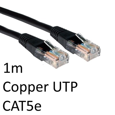 RJ45 (M) to RJ45 (M) CAT5e 1m Black OEM Moulded Boot Copper UTP Network Cable RJ45 (M) to RJ45 (M) CAT5e 1m Black OEM Moulded Boot Copper UTP Network Cable