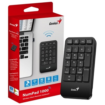 Genius NumPad 1000 2.4GHz Wireless Numeric Keypad Portable Numberpad with Palm Rest Genius NumPad 1000 2.4GHz Wireless Numeric Keypad Portable Numberpad with Palm Rest