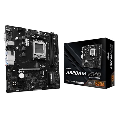 ASRock A620AM-HVS AMD AM5 Socket Motherboard, Micro-ATX, 2x DDR5 Slots, 2x M.2 Socket, GbE LAN, 1x D-Sub / 1x HDMI Port ASRock A620AM-HVS AMD AM5 Socket Motherboard, Micro-ATX, 2x DDR5 Slots, 2x M.2 Socket, GbE LAN, 1x D-Sub / 1x HDMI Port