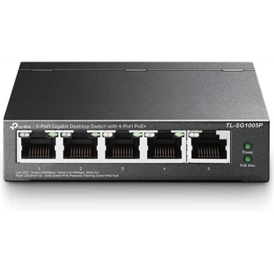 TP-Link TL-SG1005P 5-Port Metal Gigabit Desktop PoE Switch with 4-Port PoE+ (65W) TP-Link TL-SG1005P 5-Port Metal Gigabit Desktop PoE Switch with 4-Port PoE+ (65W)