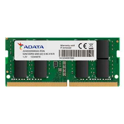 ADATA Premier AD4S32008G22-SGN 8GB (1x 8GB) SODIMM System Memory, 3200MHz, DDR4, CL22 ADATA Premier AD4S32008G22-SGN 8GB (1x 8GB) SODIMM System Memory, 3200MHz, DDR4, CL22