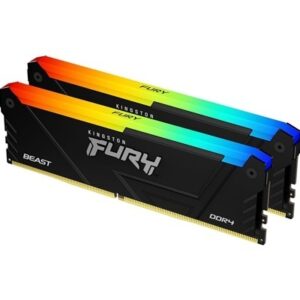 Kingston FURY Beast KF432C16BB2AK2/16 16GB (2x 8GB) DIMM System Memory, 3200MHz, DDR4, CL16, Black, RGB, Intel XMP