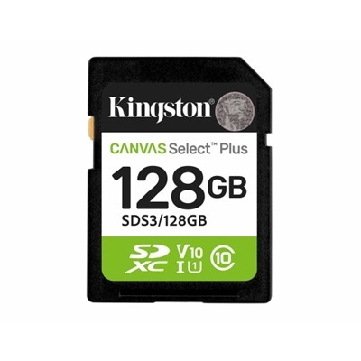 Kingston Canvas Select Plus SDS3/128GB V30 128GB SD Class 10 UHS-I U3 Flash Card Kingston Canvas Select Plus SDS3/128GB V30 128GB SD Class 10 UHS-I U3 Flash Card