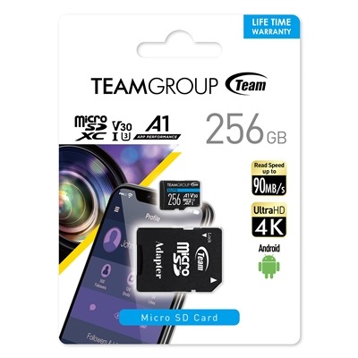 Team Elite A1 256GB Micro SDXC UHS-1 Flash Card with Adapter (for Android & 4K) Team Elite A1 256GB Micro SDXC UHS-1 Flash Card with Adapter (for Android & 4K)