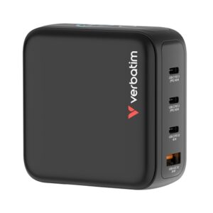 Verbatim (30240) Mini GaN Charger 140W With Display, 140W 4-Port + 140W USB-C to USB-C Cable