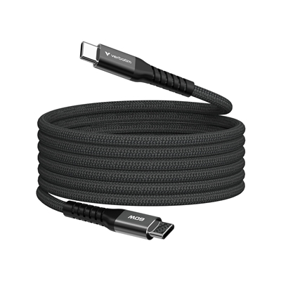 Verbatim (31859) Sync & Charge USB-C to USB-C 60W Magnetic Cable 120cm Black, Supports PD 3.0 and QC 3.0