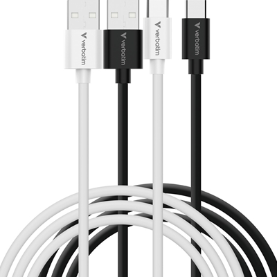Verbatim (32393) Essentials Sync & Charge USB-A to C Cables (2 pack) Black & White,1m,18W QC, 480Mbps, Quick Charge 3.0 Support Up To 18W Charging